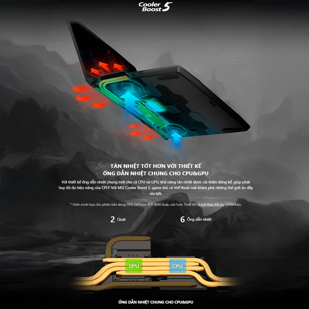 Laptop MSI Katana 15 B13VEK-2440VN (i7-13620H, RTX 4050 6GB, RAM 16GB DDR5, SSD 1TB, 15.6 Inch IPS FHD 144Hz, Win 11)