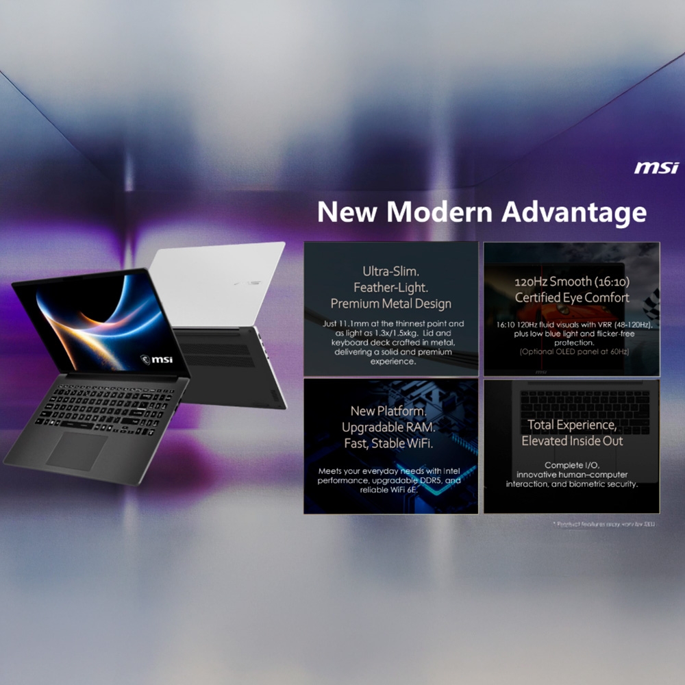 Laptop MSI Modern 16S G3MG-016VN (Core 7 350, Intel Arc Graphics, RAM 16GB DDR5, SSD 1TB, 16 Inch IPS FHD+ 120Hz, Win 11 Home)
