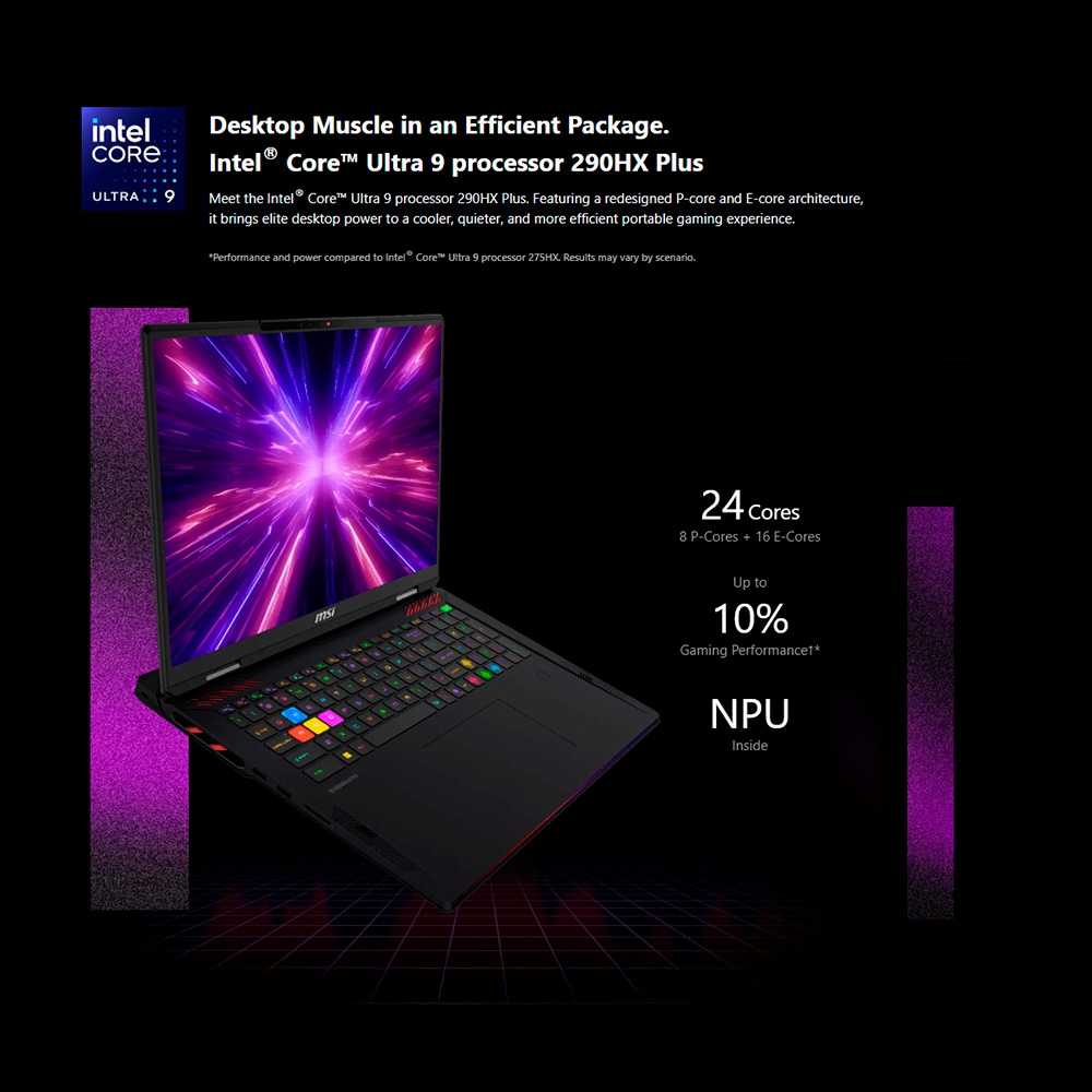 Laptop MSI Raider 18 Max HX A2WI-1285VN (Ultra 9 290HX Plus, RTX 5080 16GB, RAM 64GB DDR5, SSD 2TB, 18 Inch MiniLED UHD+ 120Hz 100% DCI-P3, Win 11 Home)