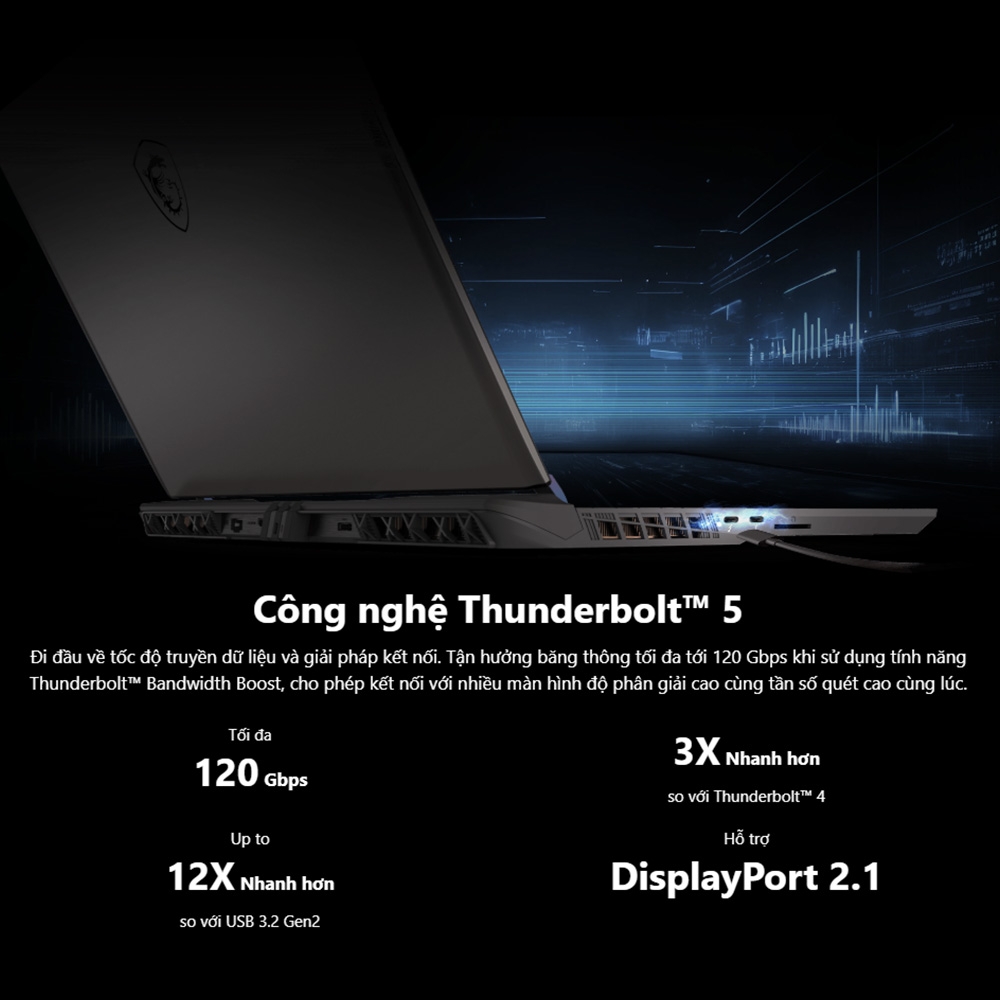 Laptop MSI Vector 16 HX AI A2XWJG-470VN (Ultra 9 275HX, RTX 5090 24GB, RAM 16GB DDR5, SSD 1TB, 16 Inch IPS QHD+ 240Hz 100% DCI-P3, Win 11 Home)