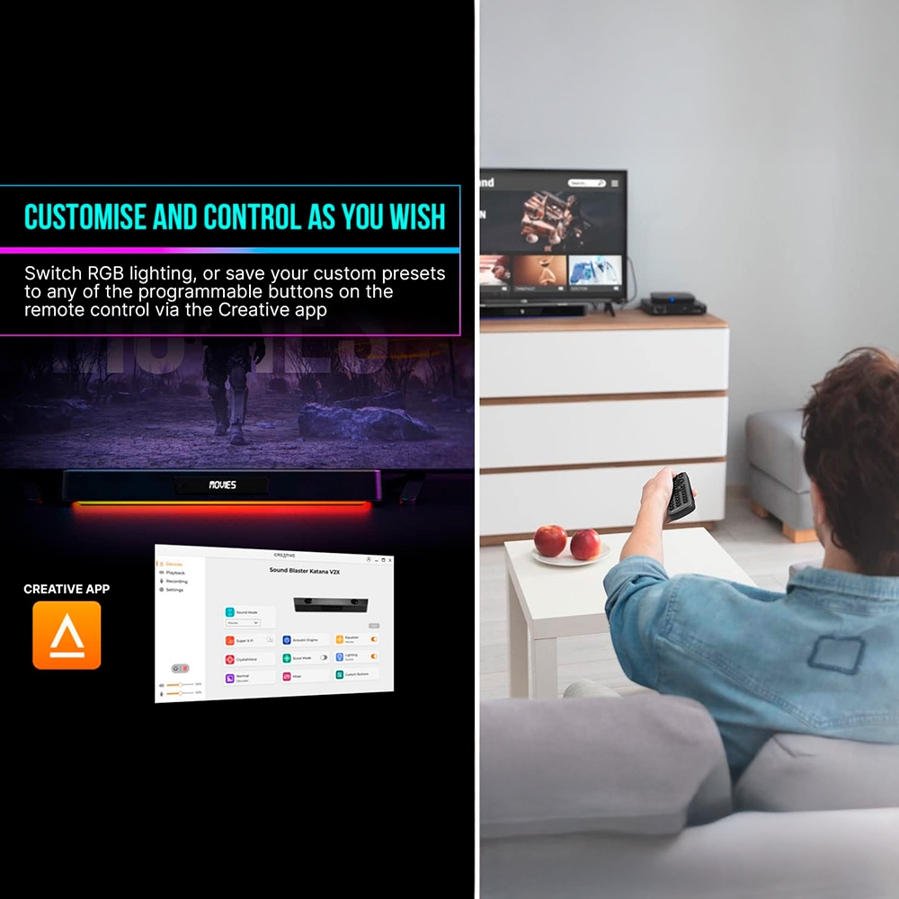 Loa vi tính Creative Sound Blaster Katana V2X Black Bluetooth Super X-Fi 90W (RMS)