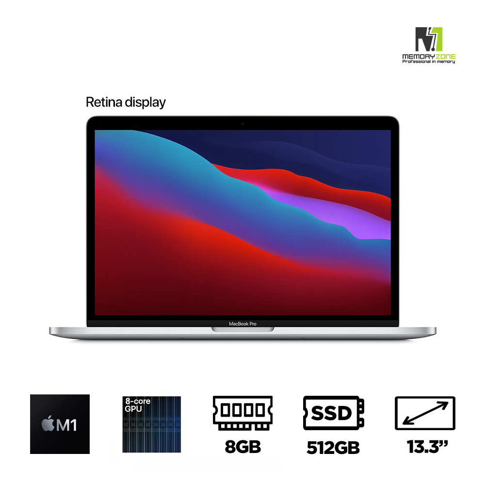 Macbook Pro M1 2020 Silver MYDC2SA/A (Apple M1, 8-Cores GPU, Ram 8GB, SSD 512GB, 13.3 Inch IPS Retina)