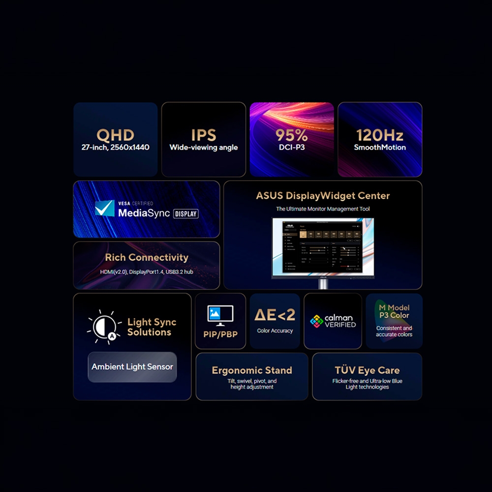 Màn hình 2K ASUS ProArt PA278QGV IPS 27 inch QHD 120Hz HDR