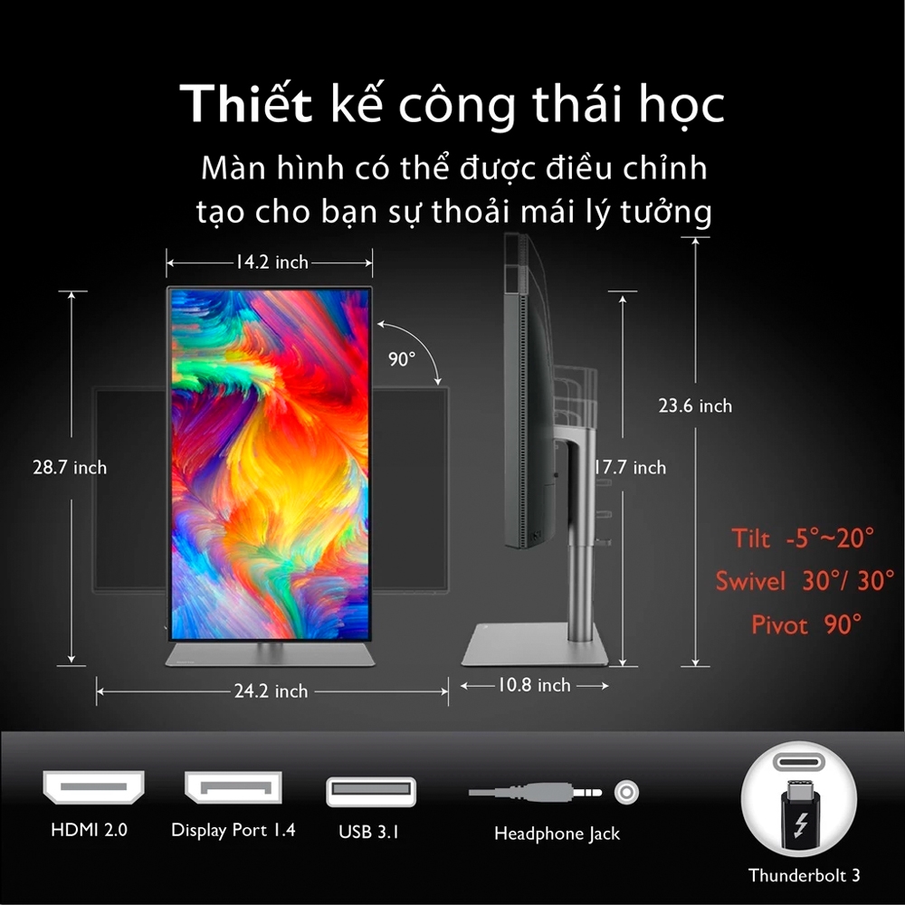 Màn hình 4K BenQ PD2725U IPS 27 Inch UHD 60Hz HDR USB-C Hub