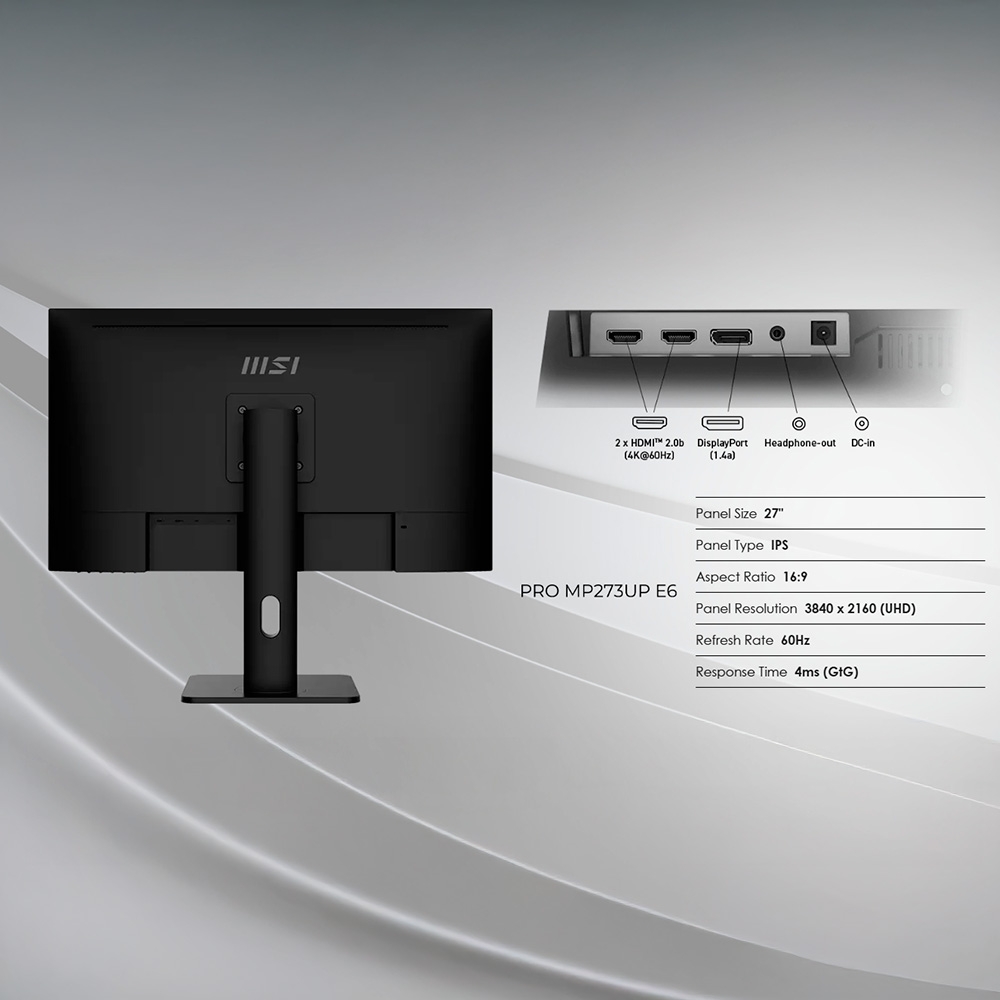Màn hình 4K MSI PRO MP273UP E6 IPS 27 inch UHD 60Hz HDR