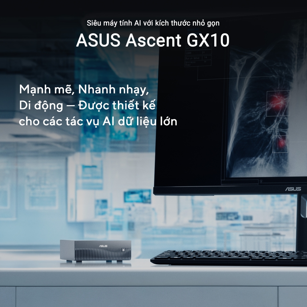 Máy tính Mini PC AI ASUS Ascent GX10 GX10-GG0012BN (GB10 ARM v9.2-A, GB10 Grace Blackwell Graphics)