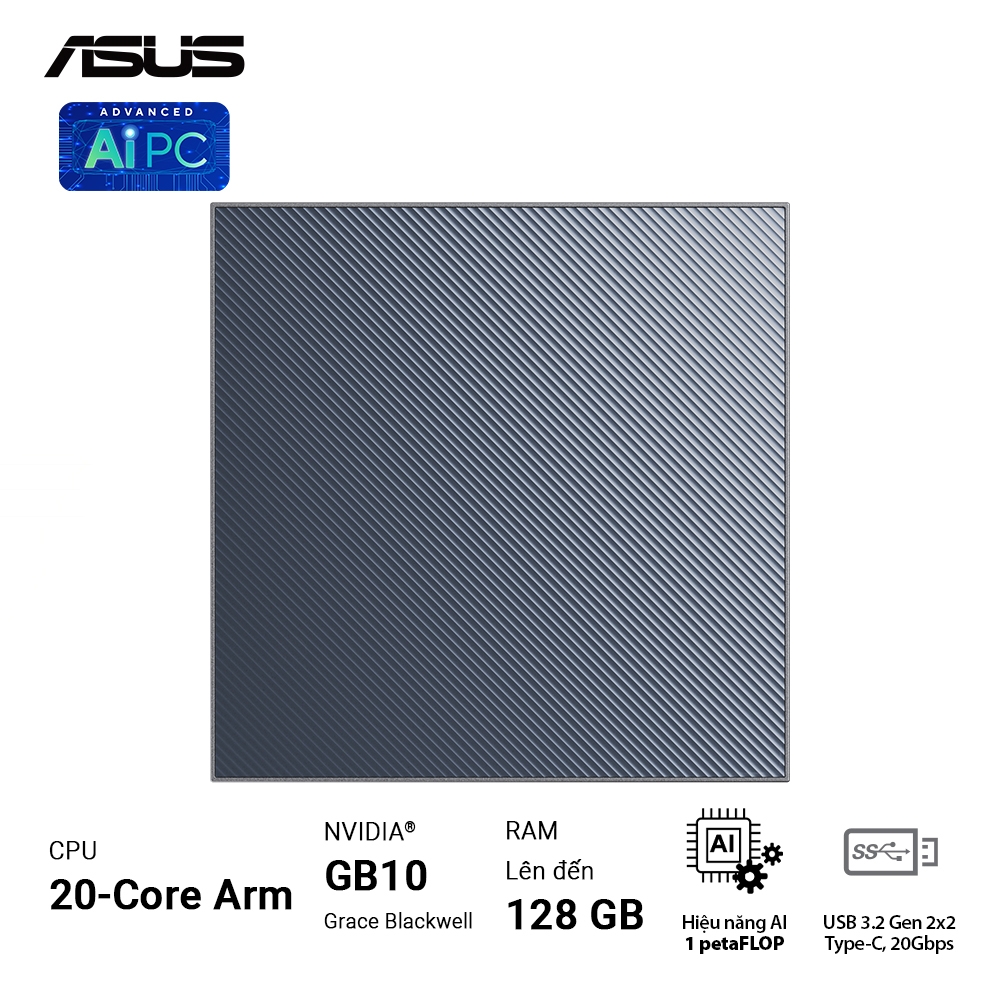 Máy tính Mini PC AI ASUS Ascent GX10 GX10-GG0012BN (GB10 ARM v9.2-A, GB10 Grace Blackwell Graphics)