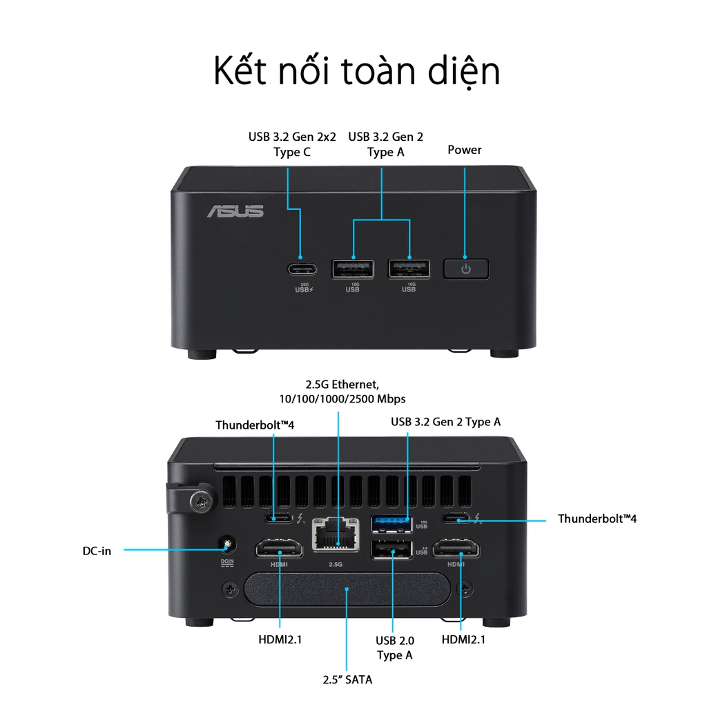Máy tính Mini PC Asus NUC 14 Pro Tall RNUC14RVHU700000I (Ultra 7 155H, Arc Graphics)