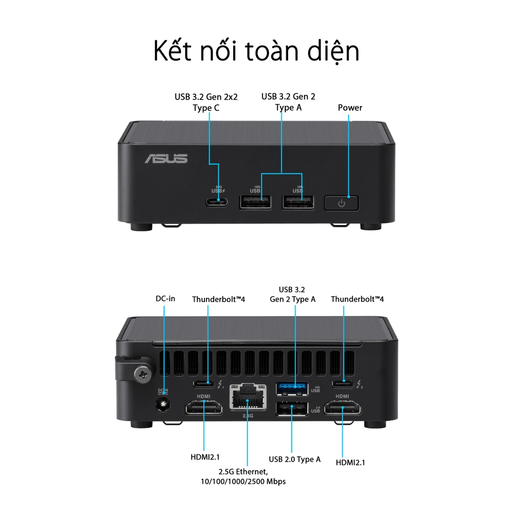 Máy tính Mini PC Asus NUC 14 Pro Tall RNUC14RVHU700000I (Ultra 7 155H, Arc Graphics)