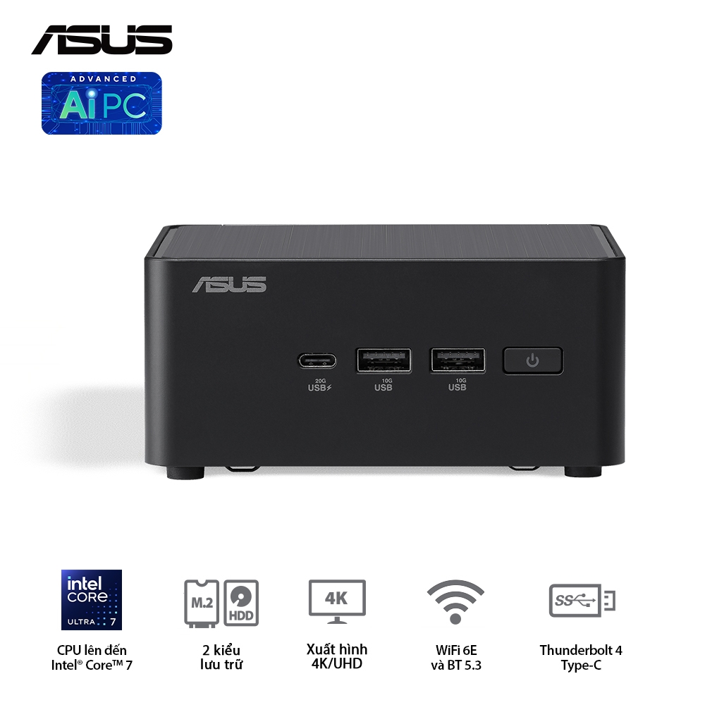 Máy tính Mini PC Asus NUC 14 Pro Tall RNUC14RVHU700000I (Ultra 7 155H, Arc Graphics)