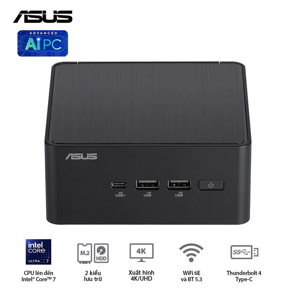 Máy tính Mini PC Asus NUC 14 Pro Tall RNUC14RVHU700000I (Ultra 7 155H, Arc Graphics)