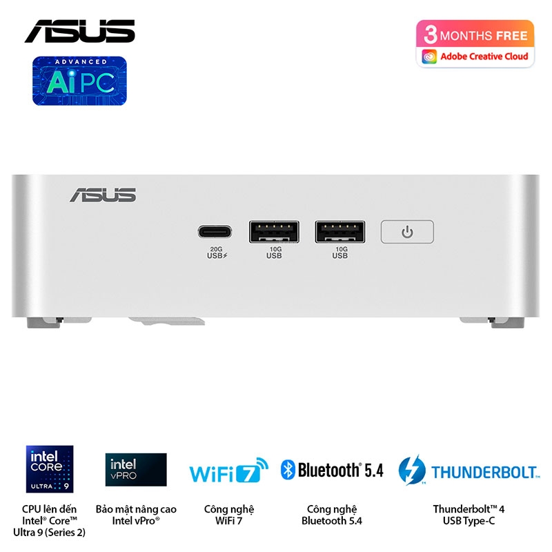 Máy tính Mini PC ASUS NUC 15 Pro Plus RNUC15CRSU500000I (Ultra 5 225H, Arc Graphics)