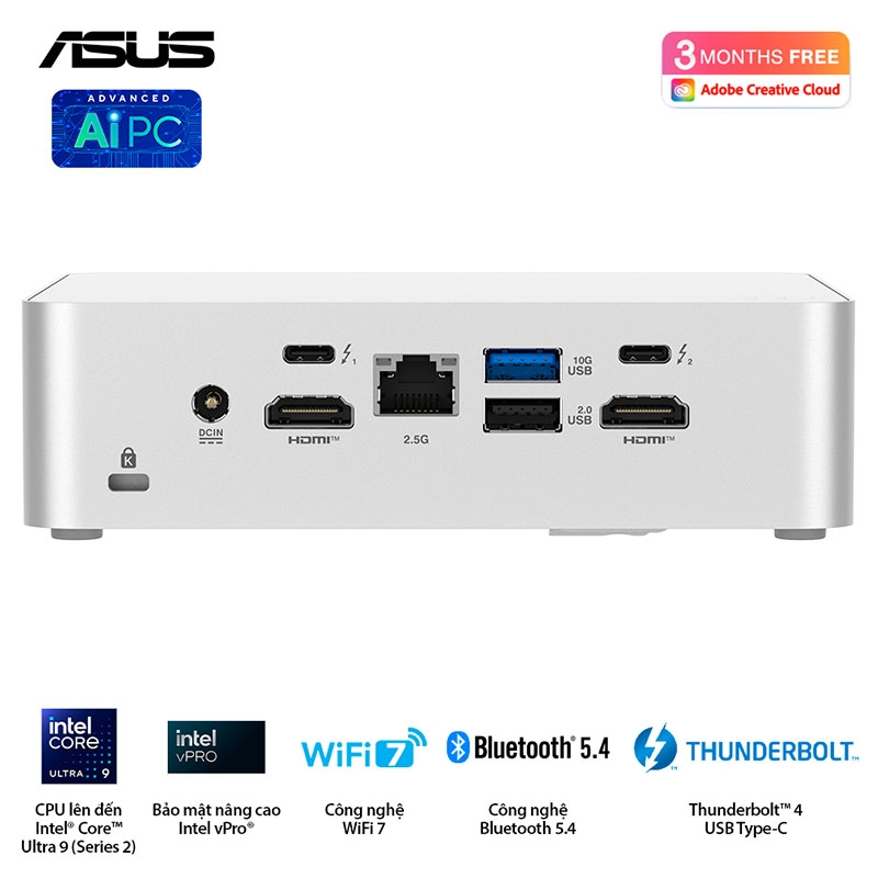 Máy tính Mini PC ASUS NUC 15 Pro Plus RNUC15CRSU700000I (Ultra 7 255H, Arc Graphics)