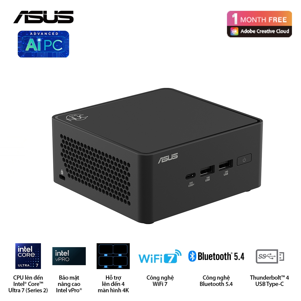 Máy tính Mini PC ASUS NUC 15 Pro Tall RNUC15CRHC500000I (Core 5 210H, Intel Graphics)