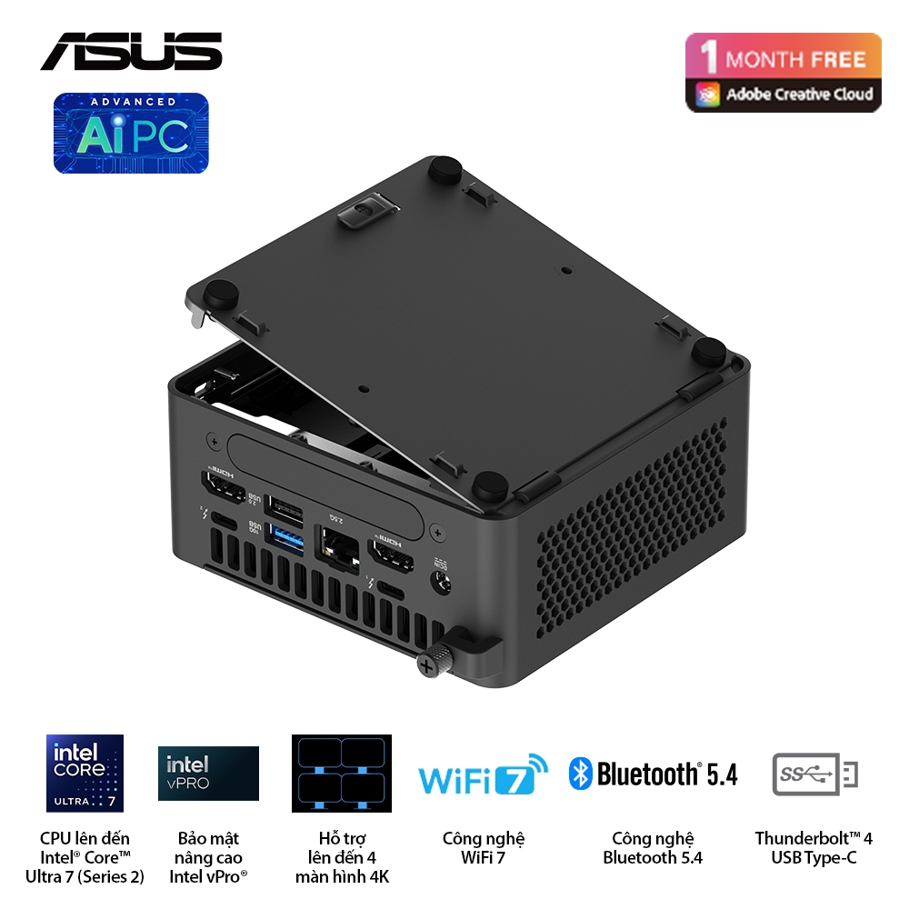 Máy tính Mini PC ASUS NUC 15 Pro Tall RNUC15CRHC500000I (Core 5 210H, Intel Graphics)