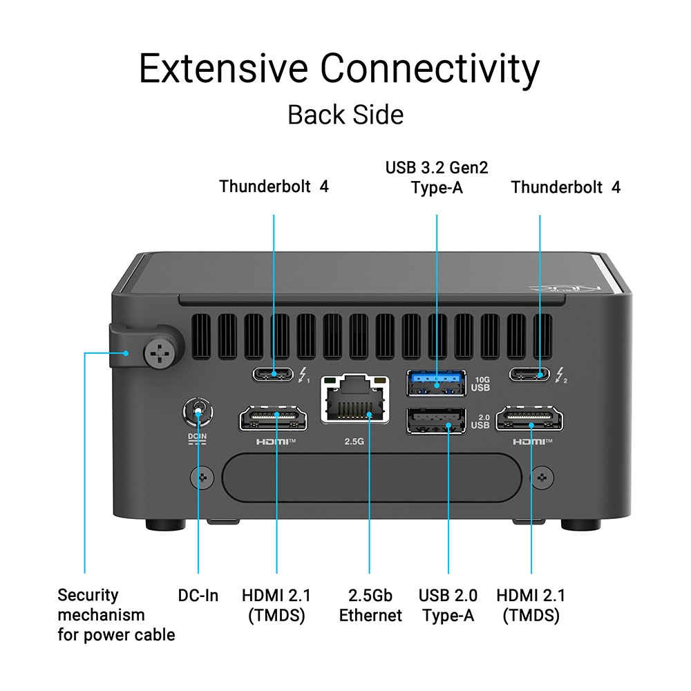Máy tính Mini PC ASUS NUC 15 Pro Tall RNUC15CRHC500000I (Core 5 210H, Intel Graphics)