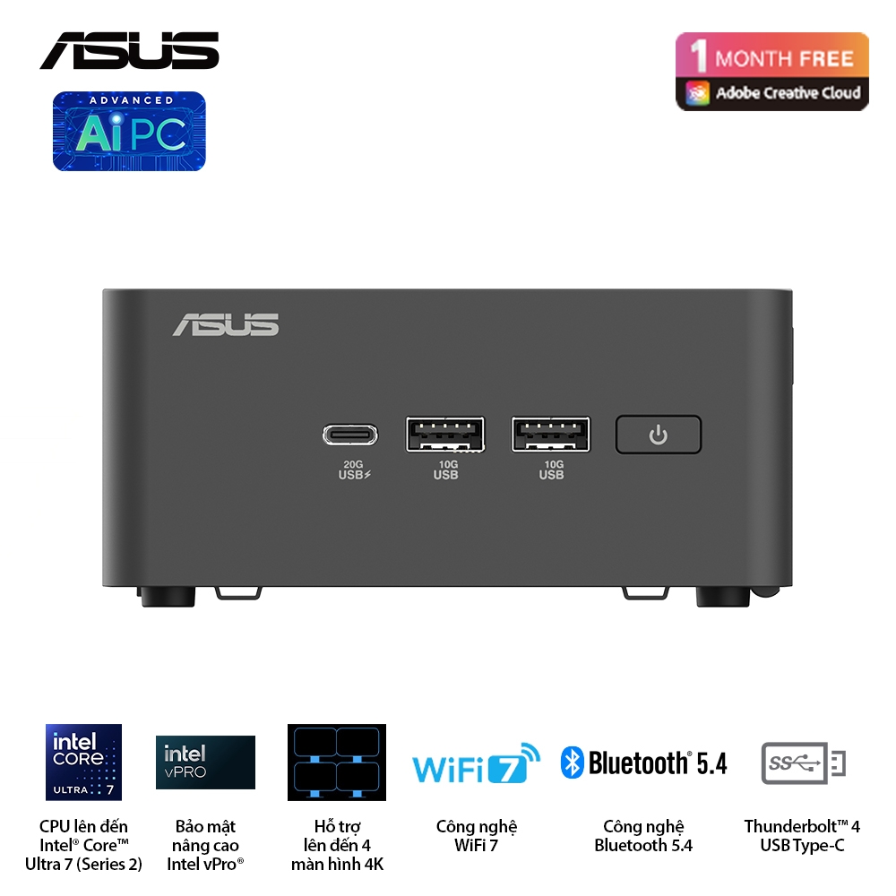 Máy tính Mini PC ASUS NUC 15 Pro Tall RNUC15CRHU700000I (Ultra 7 255H, Arc Graphics)