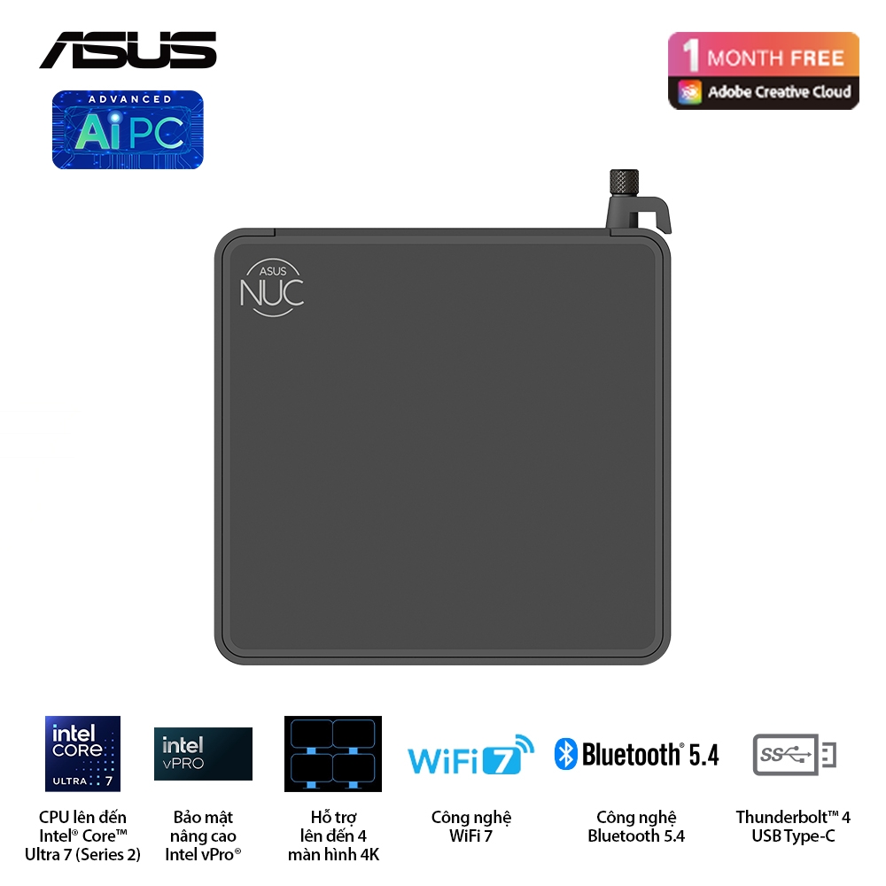 Máy tính Mini PC ASUS NUC 15 Pro Tall RNUC15CRHU700000I (Ultra 7 255H, Arc Graphics)