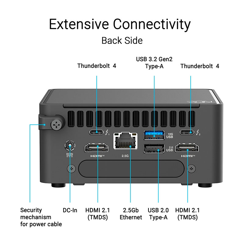 Máy tính Mini PC ASUS NUC 15 Pro Tall RNUC15CRHU700000I (Ultra 7 255H, Arc Graphics)