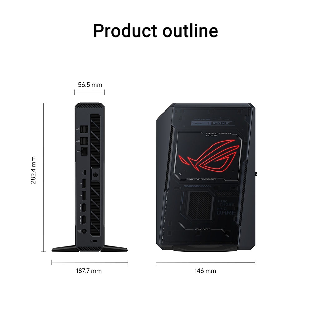 Máy tính Mini PC ASUS ROG NUC RNUC15JNK9X38AA3 (Ultra 9 275HX, RTX 5070 Ti 16GB GDDR7, RAM 32GB DDR5, SSD 2TB, Win 11)