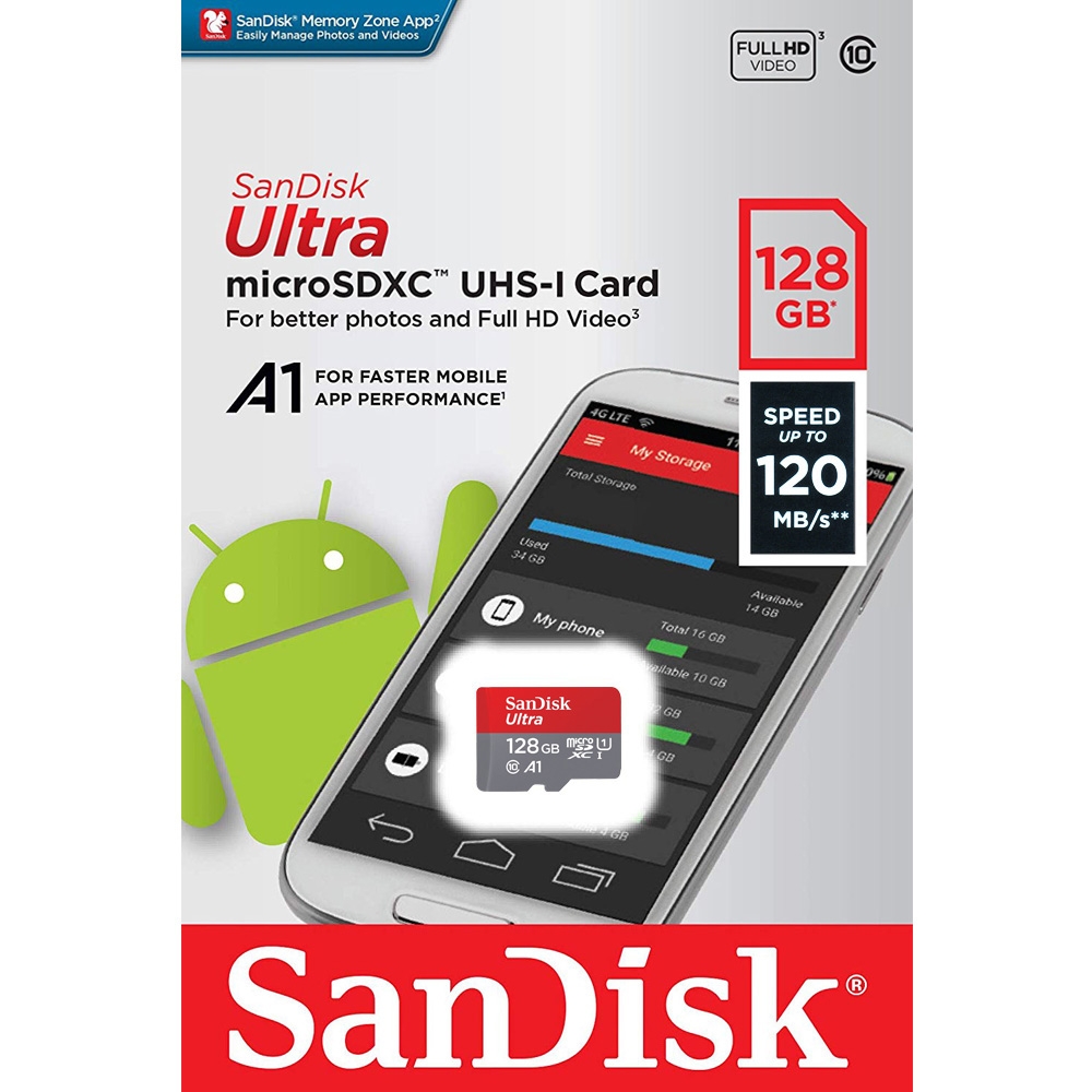 Thẻ nhớ MicroSDXC SanDisk Ultra A1 128GB 120MB/s SDSQUA4-128G-GN6MN
