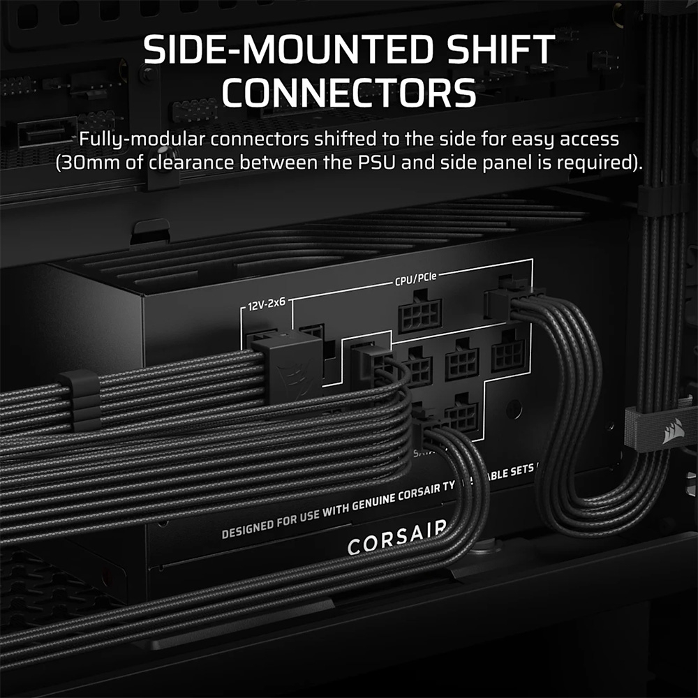 Nguồn máy tính Corsair RM1000x Shift 2025 ATX 3.1 1000W 80 Plus Gold CP-9020300-NA