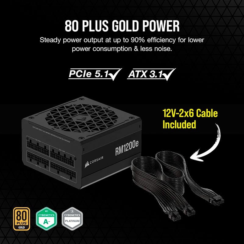 Nguồn máy tính Corsair RM1200e 1200W ATX 3.1 80 Plus Gold CP-9020258-NA