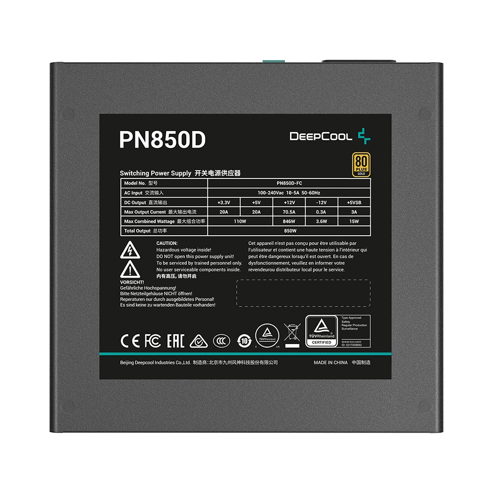 Nguồn máy tính Deepcool PN850D PCIE5 850W 80 Plus Gold R-PN850D-FC0B-EU
