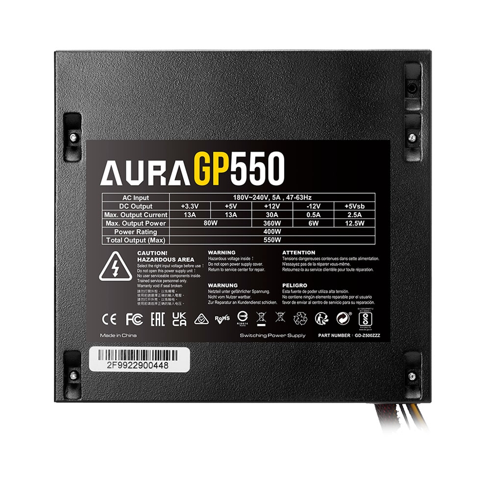 Nguồn máy tính Gamdias AURA GP550 550W PSAURAGP550GA