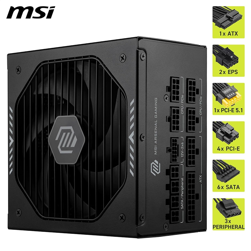 Nguồn máy tính MSI MAG A1200PLS PCIE5 1200W 80 Plus Titanium MAG-A1200PLS-PCIE5