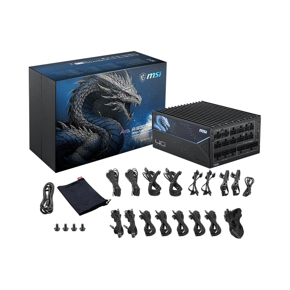 Nguồn máy tính MSI MEG Ai1600T PCIE5 1600W 80 Plus Titanium DRACO EPIC EDITION