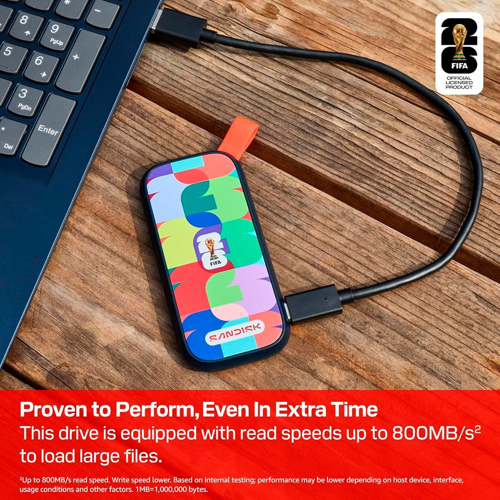 Ổ cứng di động SSD 1TB SanDisk FIFA World Cup 2026 Edition 800MB/s SDSSDE30F-1T00-G25
