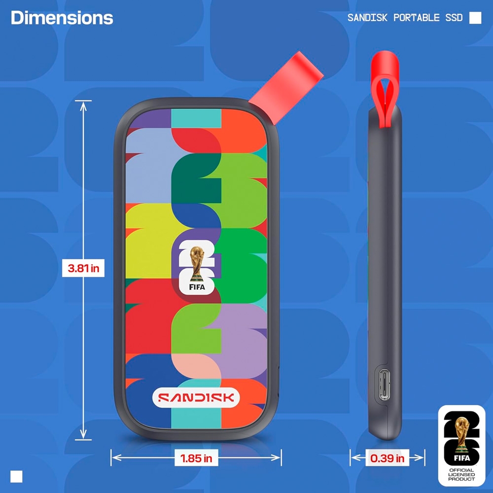 Ổ cứng di động SSD 1TB SanDisk FIFA World Cup 2026 Edition 800MB/s SDSSDE30F-1T00-G25