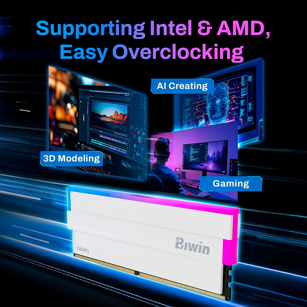 Ram PC Biwin Black Opal DW100 RGB White 32GB 6000MHz DDR5 (16GBx2) BXL53260DW1-D36DW