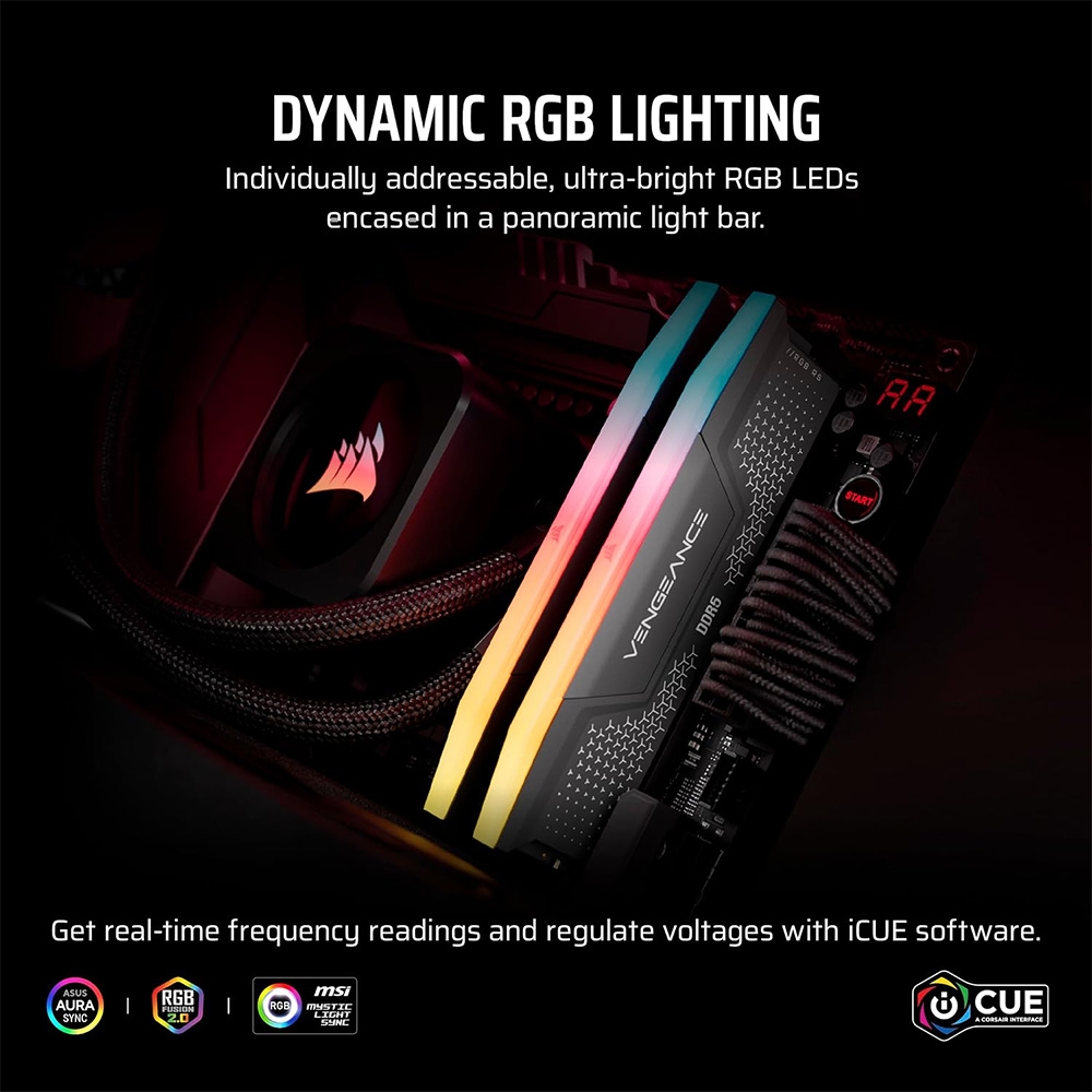 RAM PC Corsair Vengeance RGB RS 64GB 6000MHz DDR5 (2x32GB) CMG64GX5M2D6000Z40
