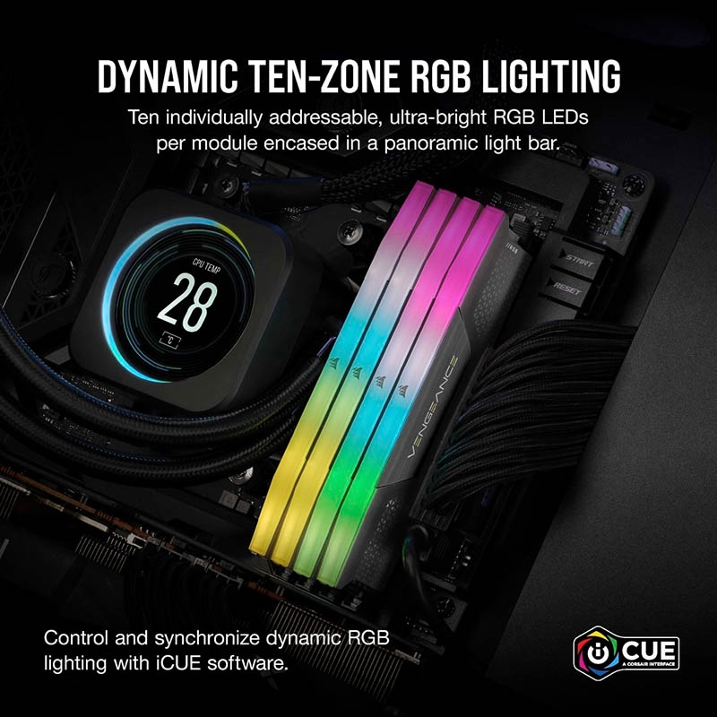 Ram PC Corsair Vengeance RGB 64GB 6000MHz DDR5 (2x32GB) CMH64GX5M2B6000Z40