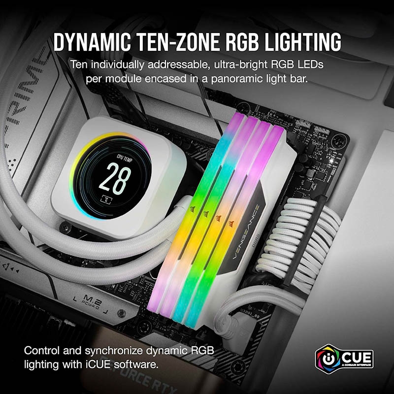 Ram PC Corsair Vengeance RGB White 32GB 6000MHz DDR5 (2x16GB) CMH32GX5M2E6000Z36W