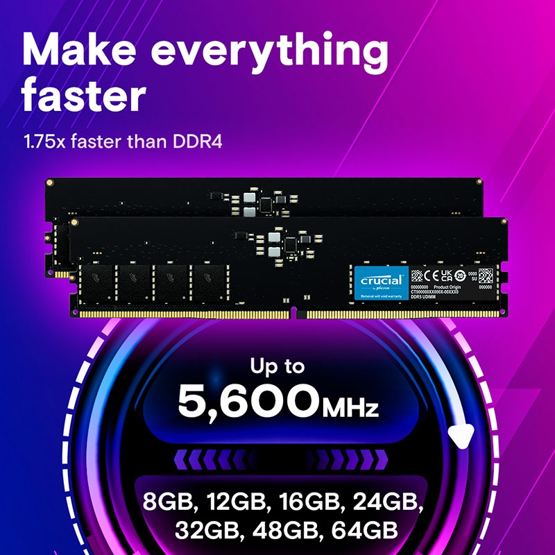 Ram PC Crucial 8GB 4800MHz DDR5 CT8G48C40U5