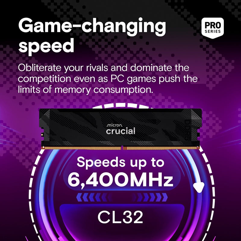 Ram PC Crucial Pro Overclocking 32GB 6400MHz DDR5 (2x16GB) CP2K16G64C32U5B