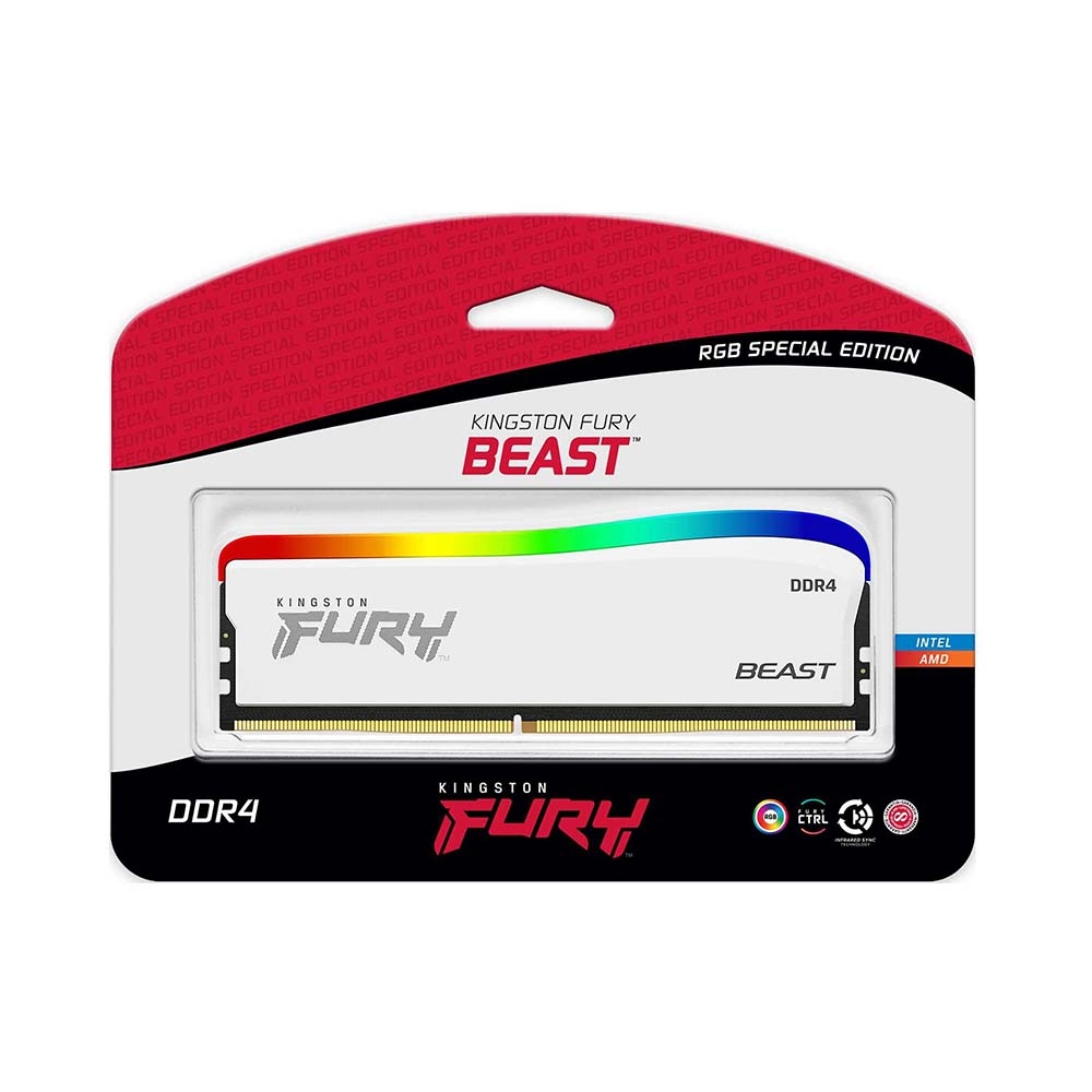 Ram PC Kingston Fury Beast White RGB Special Edition 16GB 3200MHz DDR4 (1x16GB) KF432C16BWA/16