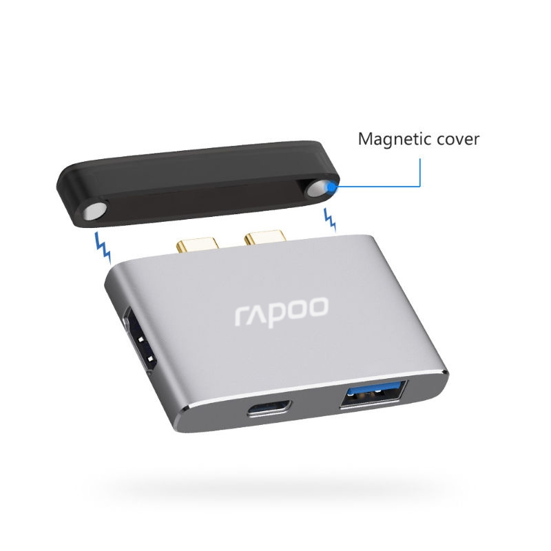 Bộ chia USB Type-C Rapoo 3-in-1 ra HDMI - USB 3.0 - USB Type-C XD20M