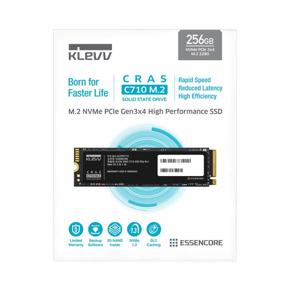 SSD KLEVV 256GB CRAS C710 M.2 2280 PCIe Gen3 x4 NVMe K256GM2SP0-C71