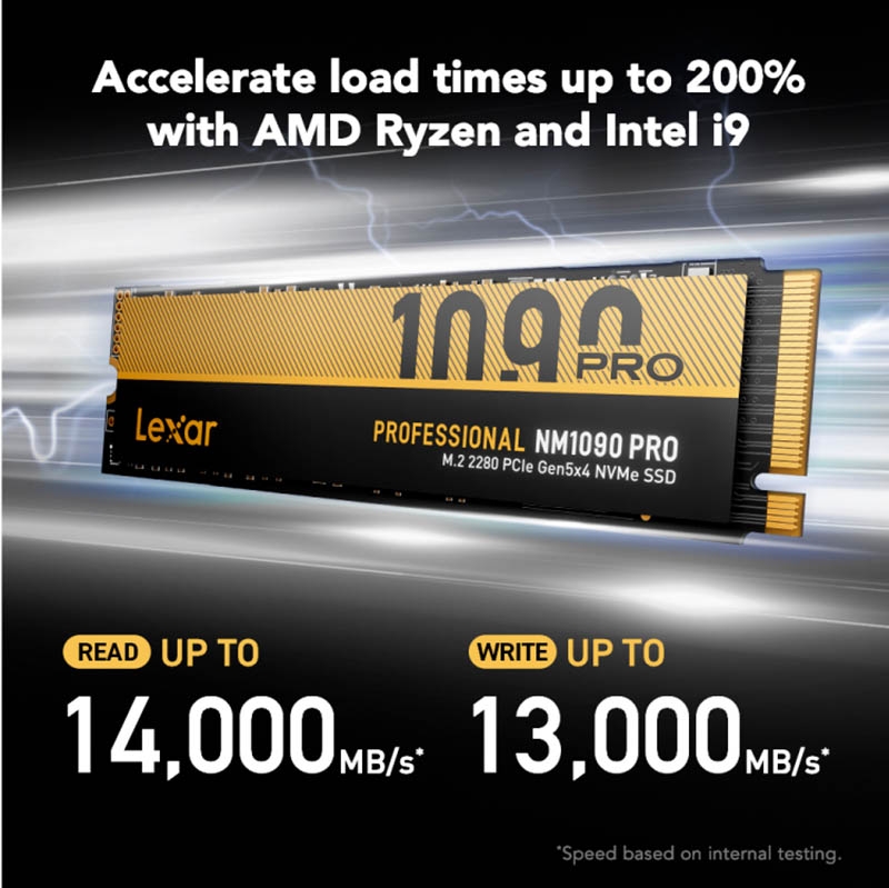 SSD Lexar Professional NM1090 PRO 2TB M.2 PCIe Gen5 x4 NVMe LNM109P002T- RNNNG