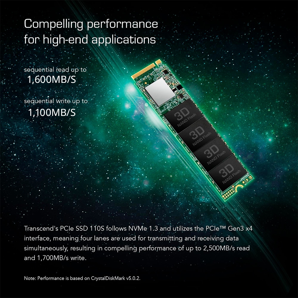 SSD Transcend SSD110S M.2 2280 PCIe Gen3 x4 NVMe 256GB TS256GMTE110S