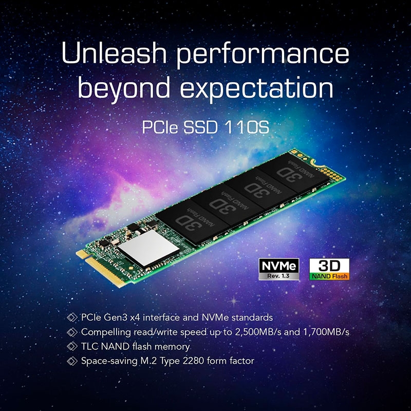 SSD Transcend SSD110S M.2 2280 PCIe Gen3 x4 NVMe 256GB TS256GMTE110S
