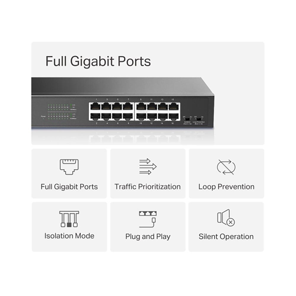 Switch Mercusys 16 Port 10/100/1000 Mbps MS116GS