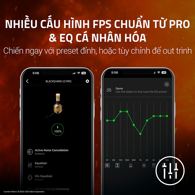 Tai Nghe không dây Razer Blackshark V3 Pro CS2 Counter-Strike 2 Edition RZ04-05400800-R3M1