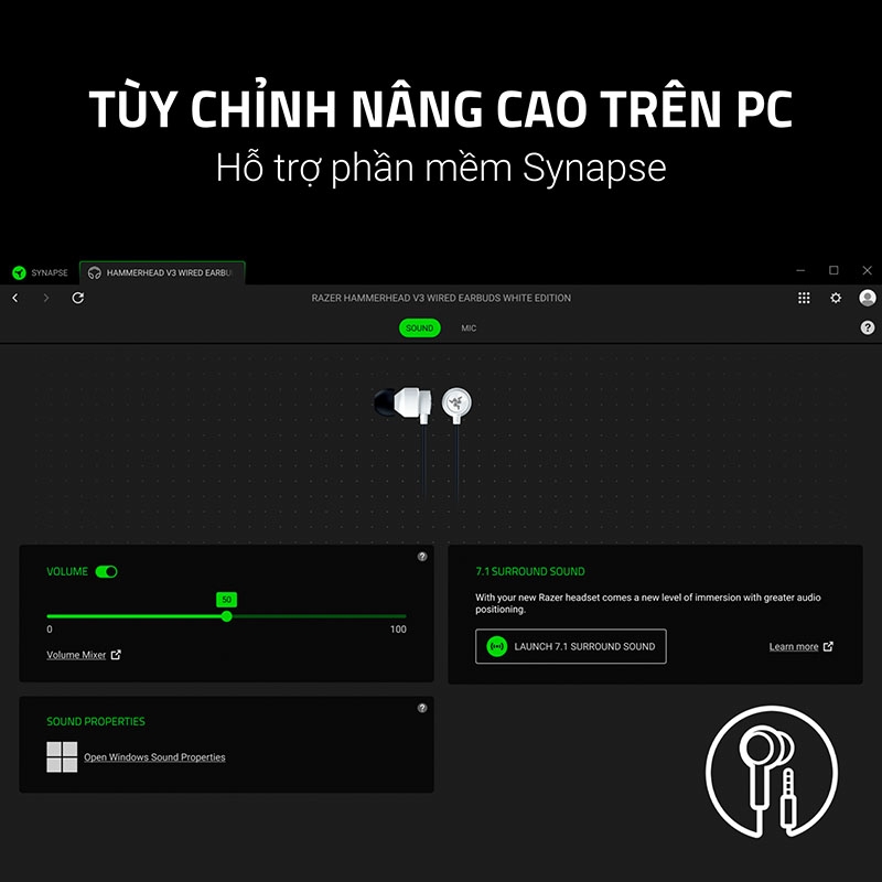 Tai Nghe Razer Hammerhead V3 Wired Earbuds Premium Sound THX