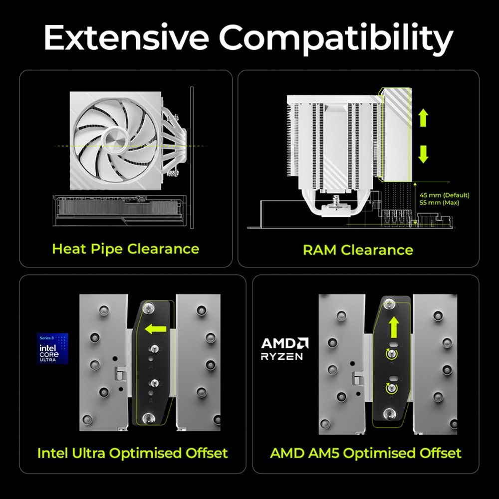 Tản nhiệt khí TRYX TURRIS 620 WHITE H-T620N-DM2M-G0W