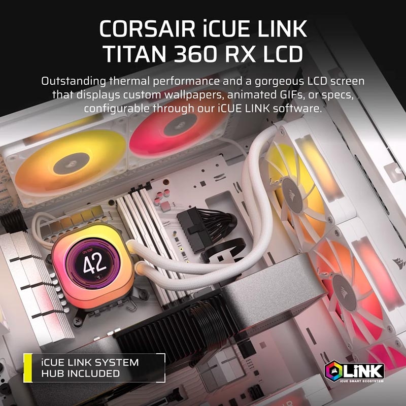Tản nhiệt nước AIO Corsair iCUE LINK TITAN 360 RX RGB LCD White CW-9061026-WW